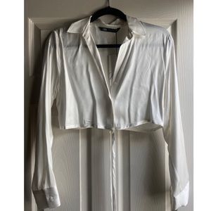 Zara cropped silk button down